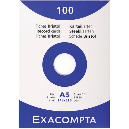 Étui De 100 Fiches Unies Non Perforé 148x210mm De Dimension