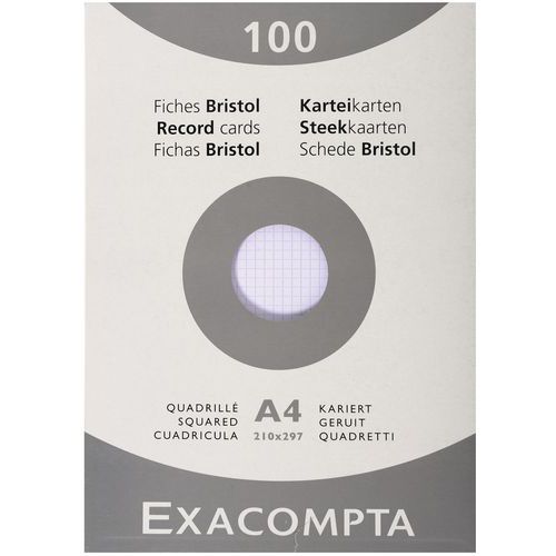 Étui De 100 Fiches Quadrillées 210x297mm De Dimension Blanc