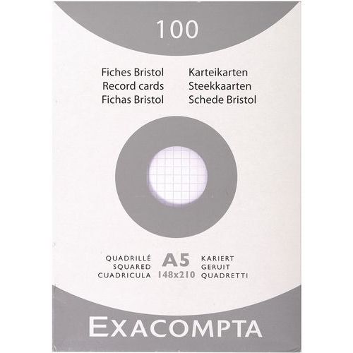 Étui De 100 Fiches Quadrillées 148x210mm De Dimension