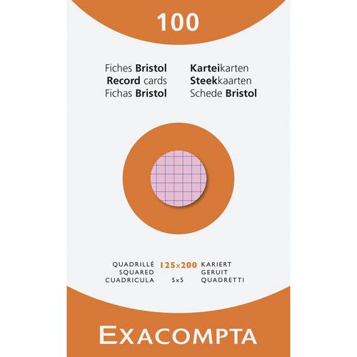 Étui De 100 Fiches Quadrillées 125x200mm Assorties