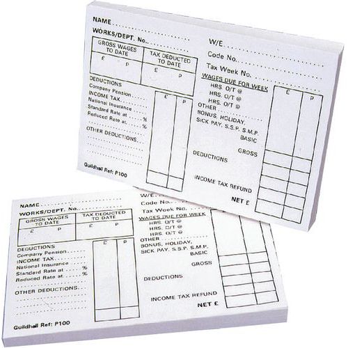 Fiche De Salaire De 127x89mm En Blanc