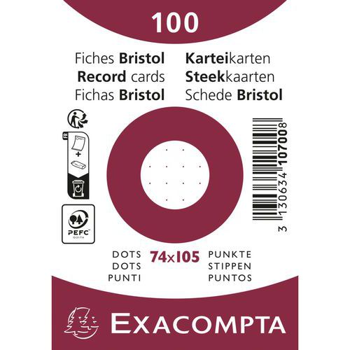Paquet De 100 Fiches Bristol 74x105mm De Dimension