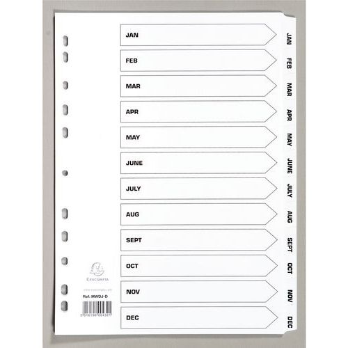 Intercalaire Imprimé à Touche Plastifiée 12 Touches