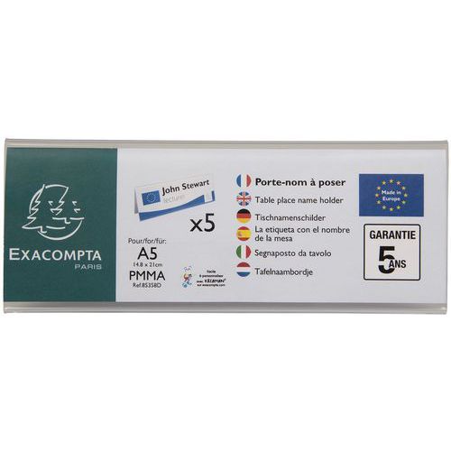 Lot De 5 Porte-noms A5 Plié
