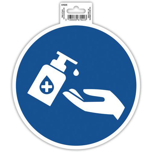 Exacompta - Panneau Obligation Gel Main 20cm Bleu PVC Rigide ISO 7010 Adhésif