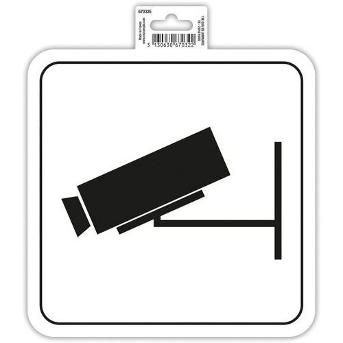 Exacompta - Panneau Vidéo Surveillance Adhésif Carré 20cm Blanc PVC Rigide Norme ISO 7010