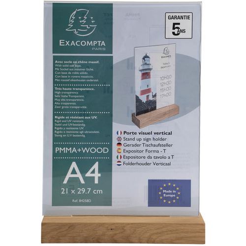 Porte-visuel Avec Socle En Bois A4 Vertical