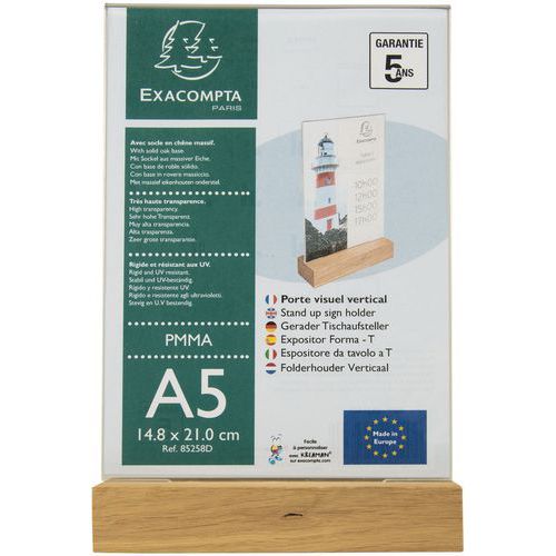 Porte-visuel Avec Socle En Bois A5 Vertical