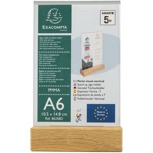 Porte-visuel Avec Socle En Bois A6 Vertical