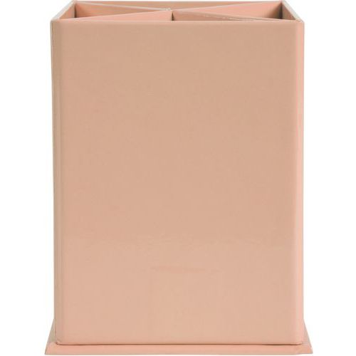 Pot à Crayons Carré à 4 Compartiments Corail