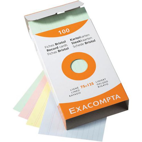 EXACOMPTA Lot De 5 Étuis De 100 Fiches Bristol Lignées Non Perforées 125x200mm Vert