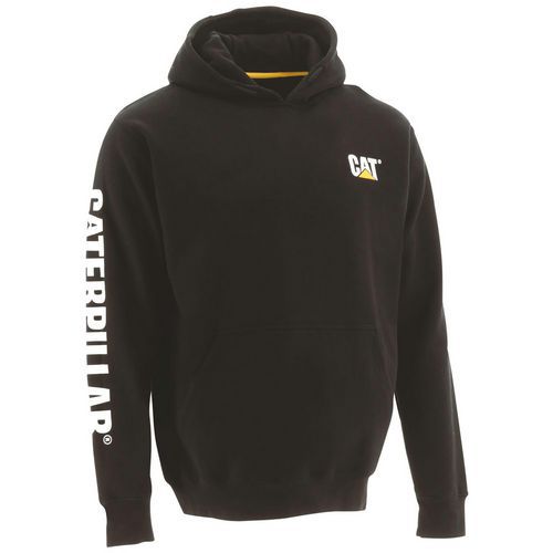 Caterpillar - Sweat à capuche noir Trademark Banner - Taille L - Coton & Polyester 360g/m² - Confort Durable
