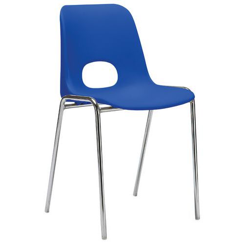 GMCE - Lot de 5 Chaises Floride Bleu Roi M2 - Piètement chromé - Empilable et lavable - 78 cm hauteur