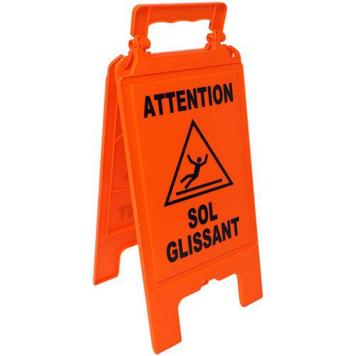 Novap - Chevalet de signalisation "Sol glissant" - Orange fluo - 600mm - Polypropylène - Chantier Entrepôt Parking
