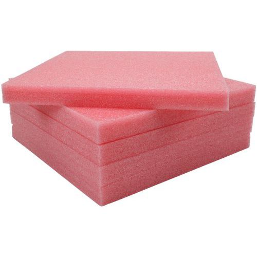 Plaque mousse semi-rigide antistatique rose 600x600mm épaisseur 50mm pour calage et protection de produits sensibles