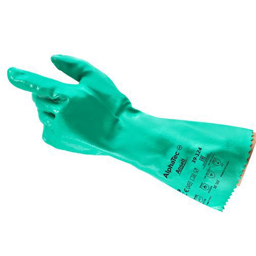 Ansell - Gants nitrile Alphatec 39-124 - Taille 8 - Protection mécanique et chimique - Vert