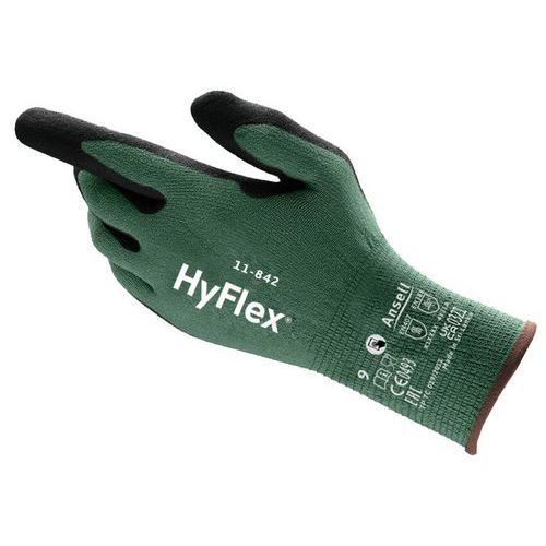 Ansell - Gants HyFlex 11-842 - Taille 7 - Manutention Recyclés - Enduction Nitrile Paume Verte