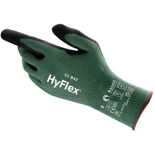 Ansell - Gants HyFlex 11-842 - Taille 8 - Manutention Recyclés - Enduction Nitrile Paume Verte