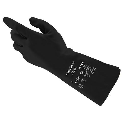 Ansell - Gants de protection chimique AlphaTec 38-002 - Taille 10 - Butyle Noir - Norme EN 374-3