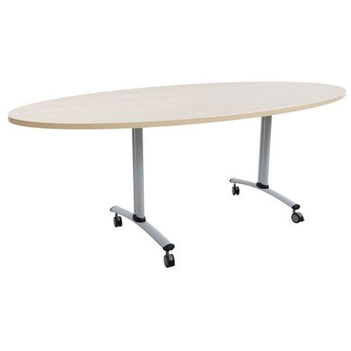 Table Pliante Axe Ovale 200x90 Cm 9146 Hêtre/blanc
