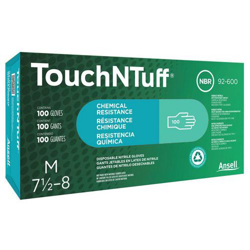 Ansell - Gants jetables TouchNTuff 92-600 - Taille 10 - Nitrile Vert - Usage Alimentaire Unique