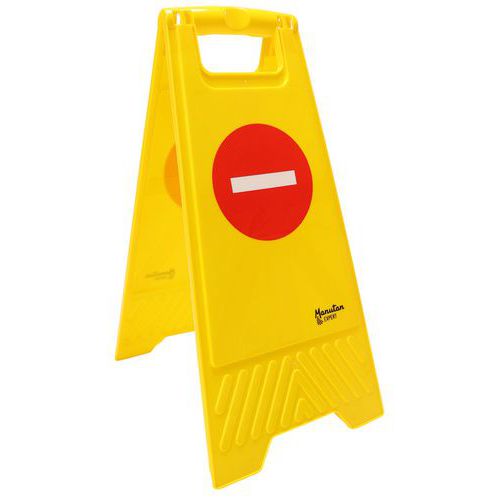 Manutan Expert - Chevalet Signalisation Entrée Interdite Jaune 60cm - Polypropylène Durable - Usage Chantier Entrepôt Parking