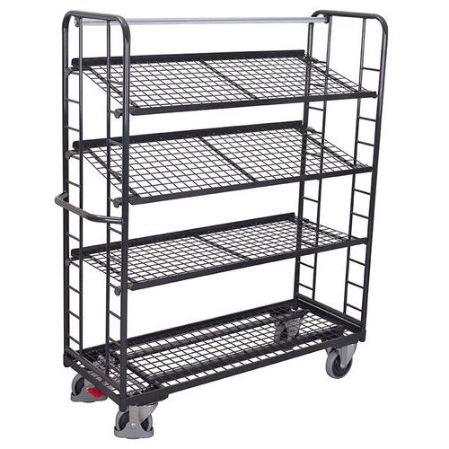 Variofit - Chariot 4 étagères grillagées Anthracite - Charge 250kg - Acier - Montage facile