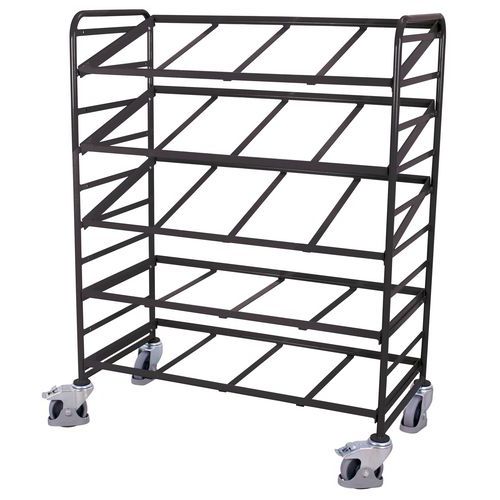 Variofit - Chariot porte-bacs norme européenne - Anthracite - 5 plateaux - Charge 250 kg - Roulettes TPE pivotantes et fixes