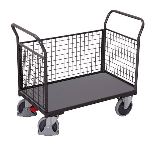 Variofit - Chariot 3 panneaux grillagés Anthracite - 400 kg - Acier - Roulettes TPE - 975x500x1040 mm