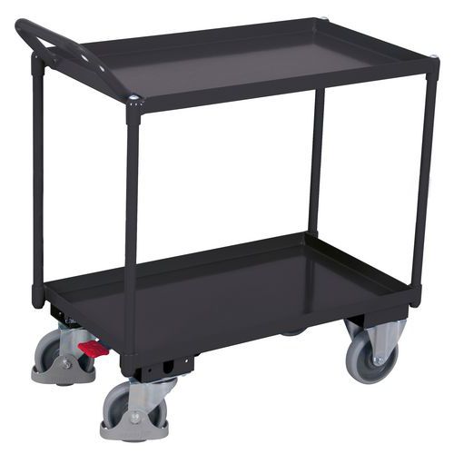 Variofit - Chariot à 2 plateaux Anthracite - Charge 400 kg - Roulettes Ø 200 mm - Acier Robuste