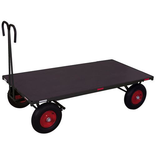 Variofit - Remorque Manuelle Anthracite sans Ridelles - Charge 1000 kg - Plateau Contreplaqué - Roues Caoutchouc Plein