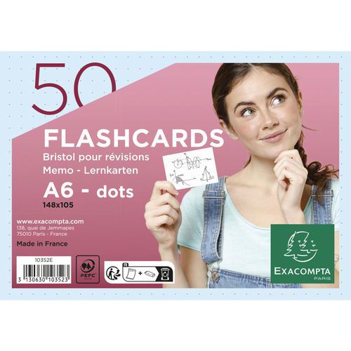 Paquet De 50 Flashcards Sous Film Avec Anneau Bleu