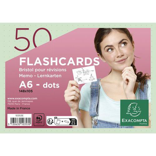 Paquet De 50 Flashcards Sous Film Avec Anneau Vert