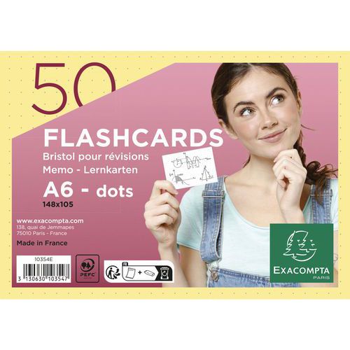Paquet De 50 Flashcards Sous Film Avec Anneau Jaune