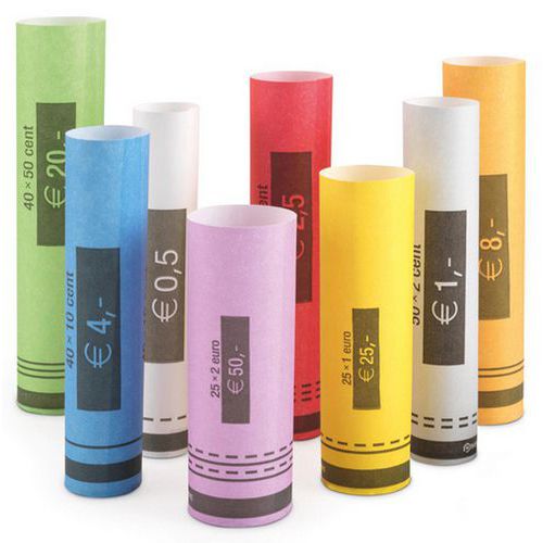 Safescan - Rouleaux de pièces en papier CR-80 - 102 pièces - Assorti - Gestion de monnaie efficace