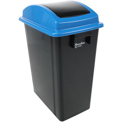 Poubelle En Plastique 70% Recyclé Couvercle Bleu - Manutan Expert