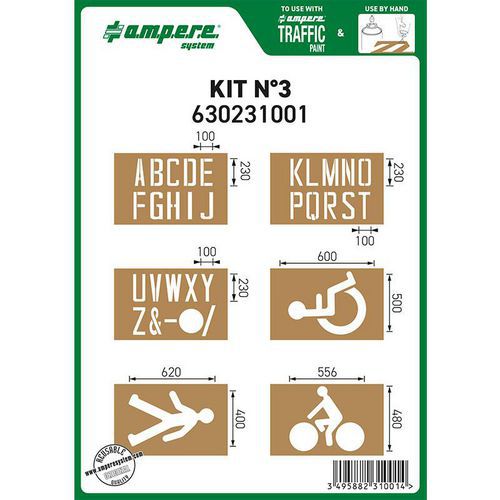 Ampere System - Kit Pochoirs N°3 - 6 Planches - Emballage Recyclable - Idéal pour Créations Artistiques