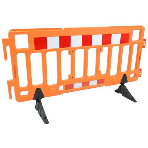 Manutan Expert - Barrière de sécurité plastique orange temporaire - 2m x 1m - Bandes réfléchissantes - Chantier