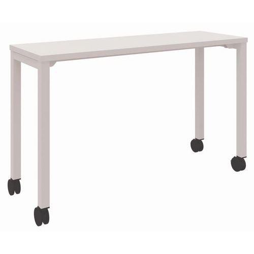 EOL - Table de réunion Arial - 120x40cm Blanc Noir - Pieds Mobiles - 51% Recyclé