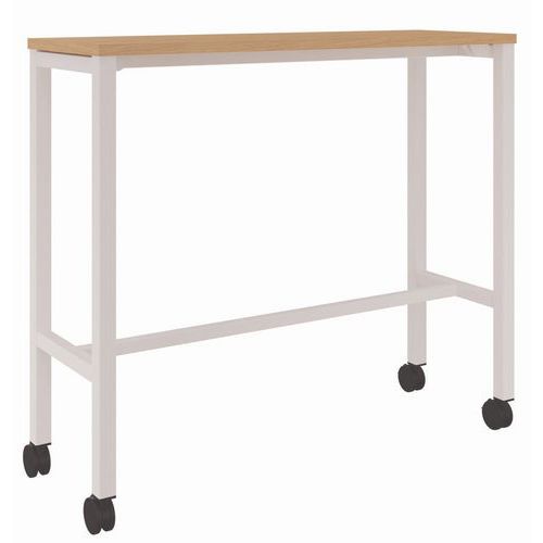 EOL - Table de réunion mobile Arial - Chêne/Blanc - 120x40x104.5 cm - Éco-responsable