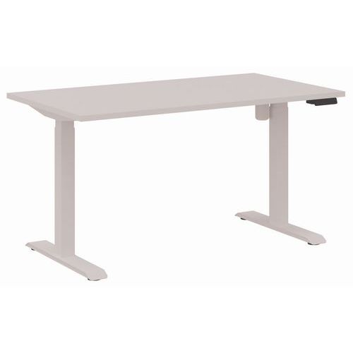 EOL - Bureau droit électrique Lutz L.140cm Blanc - Hauteur réglable - 85% Recyclé - Idéal Télétravail