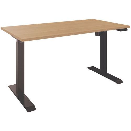 Bureau Droit Électrique L.140cm Chêne/noir Lutz