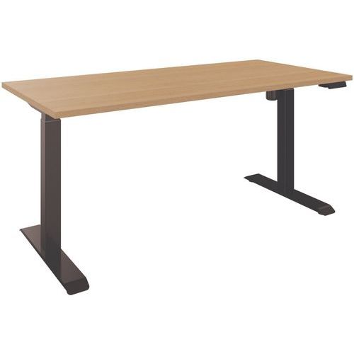 Bureau Droit Électrique L.160cm Chêne/noir Lutz