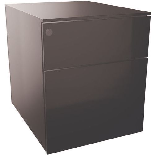 EOL - Caisson métal 2 tiroirs noir L.42xP.53,3xH.50,5 cm - Fermeture à clé - Acier recyclé 20%