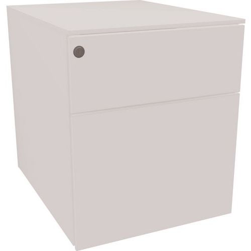 EOL - Caisson de bureau fixe métal blanc 2 tiroirs avec fermeture à clé - L.42xP.53,3xH.50,5 cm - Idéal pour organiser votre espace de travail