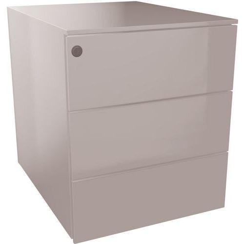 EOL - Caisson de bureau fixe 3 tiroirs gris - L.42xP.53,3xH.50,5 cm - Acier, fermeture à clé, idéal rangement