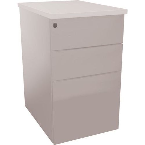 EOL - Caisson de bureau 3 tiroirs - Acier Argent/Blanc - 60x43.2x73cm - Mobile - Éco-responsable