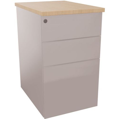 Caisson 3 Tiroirs P.60cm L.432cm H.73cm Alu/chêne Clair