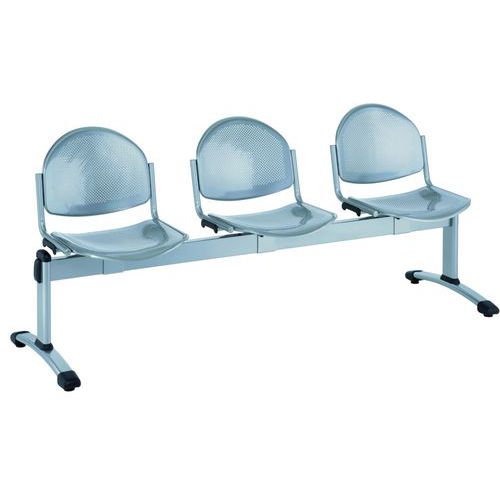 EOL - Chaise Poutre 3 Places Quadro - Gris - Acier - Livré Monté - Idéal Accueil