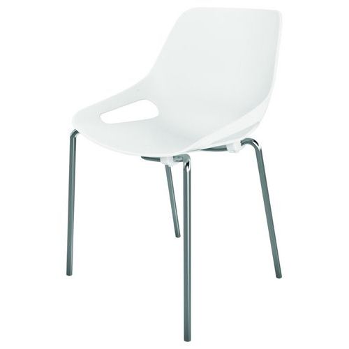 EOL - Chaise Rosalie Blanc Crème - 4 Pieds Chromés - Assise Polypropylène - Hauteur 75.5 cm - Éco-responsable